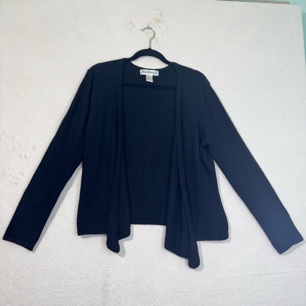 Norm Thompson Wool Angora Blend Open-Front Draped Cardigan Sweater Sz Large VTG